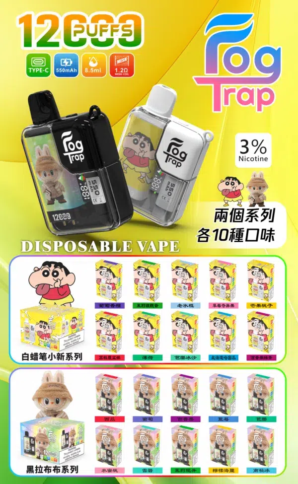 LABUBU & 蠟筆小新聯名款-Fog trap 12000口抛棄式
